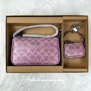 Coach Boxed Nolita 19 And Nolita Bag Charm Set In Signature Canvas Pink CCK96